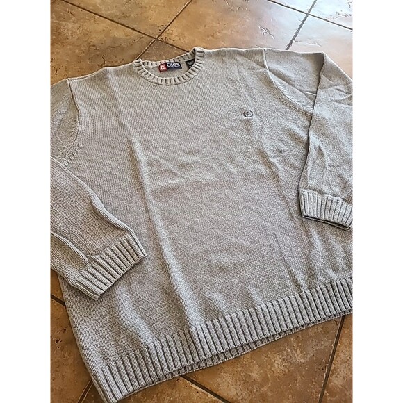 VTG Chaps Sweater Mens 2XL Gray Cable Knit Crew Neck Sweater  Preppy Big Tall - Picture 5 of 7